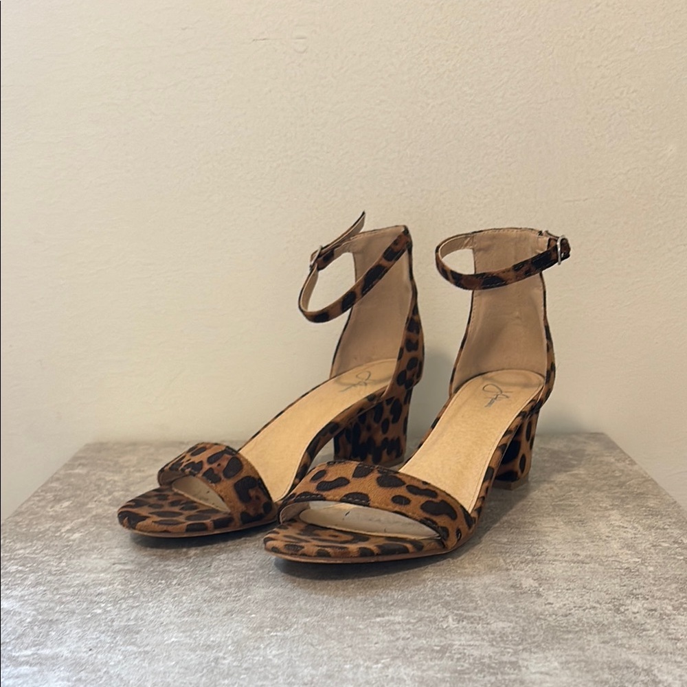 Leopard Print Ankle Strap Sandals